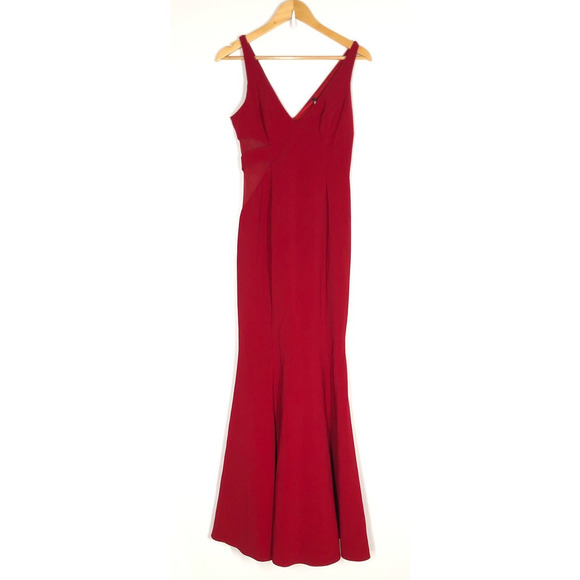 Jay Godfrey Rockefeller Dress Sleeveless V-Neck Evening Gown Maxi Red Size 2 - Picture 4 of 10